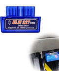 Plug And Play Wireless ELM327 OBDII Car Diagnostic Scanner And Bluetooth Code Reader connected to vehicle OBD II port.