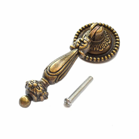 Antique Bronze Drawer Pulls 4 Pack With Screws, Vintage Decorative Handles For Furniture, Disk Diameter One Quarter Inch