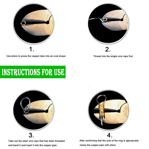 Instructions for using Pro Grade 250Pcs Wire Rope Crimp Sleeve Kit With Single And Double Barrel Copper Ferrules, 5 Size Assortment.