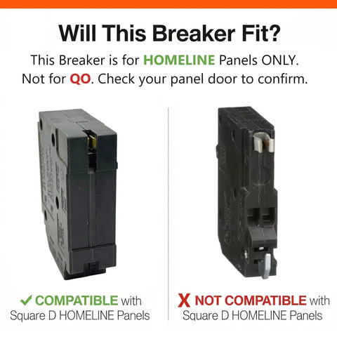 Genuine Square D HOMT2020 20/20 Amp Tandem Circuit Breaker Kit For Space Saving Dual Circuits Homeline Series OEM 120 240V Panel Upgrade, HOMELINE fit check