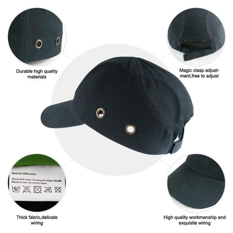 Bump Cap Work Hat With Lightweight Head Protection, ABS Insert, Vent Holes For Airflow, Soft Foam Cushion, Classic Navy