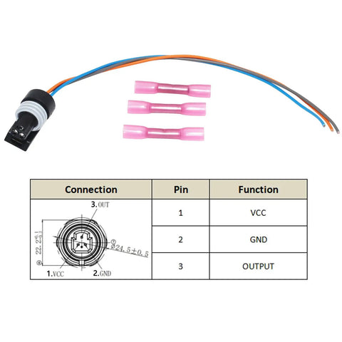 0-100 Psi Oil Pressure Sensor Transmitter with wiring harness and connection diagram