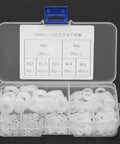Grab And Go Nylon Washer Kit 350 Piece Flat Washer Set With Storage Box White Plastic Assortment For Fasteners Insulation Friction Reduction And Leak Prevention In 7 Sizes, open case