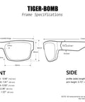 Diagram of Polarized Safety Sunglasses For Men With Matte Black Frame Smoke Lens Z87 Compliant Pro Grade UV Protection dimensions