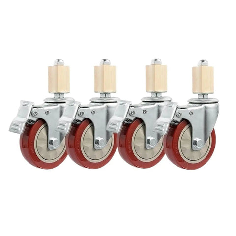 Pack Of Four 4 Inch Stem Casters Heavy Duty With 30 mm Square Tube Stainless Steel Furniture Wheels With Brakes For Universal Fit