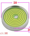 Horizontal Bead Metal Round Universal Spirit Level Bubble Green in White Diameter 50mm with black lines