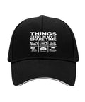 Funny Spare Time RV Traveler Cap For Men And Women Adjustable Cotton Baseball Hat With Vintage Low Profile Silhouette Car Camper Gift