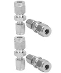 4Pack 304 Stainless Steel Compression Fittings Straight Double Ferrule Tube Adapter 1/8Inch To 1/4Inch Pipe Reducer Connector crafted for water gas oil