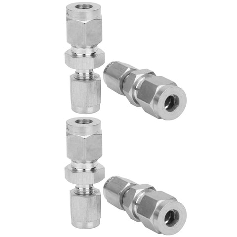 4Pack 304 Stainless Steel Compression Fittings Straight Double Ferrule Tube Adapter 1/8Inch To 1/4Inch Pipe Reducer Connector crafted for water gas oil