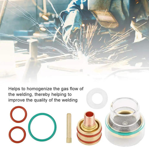 Tig Welding Kit With Glass Cup Torch Collet Argon Arc Accessories for WP9/WP20 with copper and rubber components