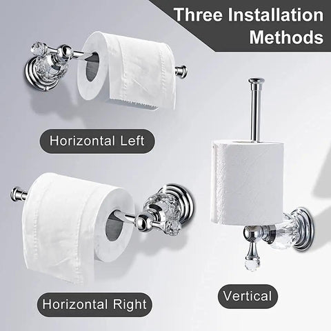 Crystal Chrome Bathroom Accessory Set For Your Modern Pad with toilet paper holder in three positions