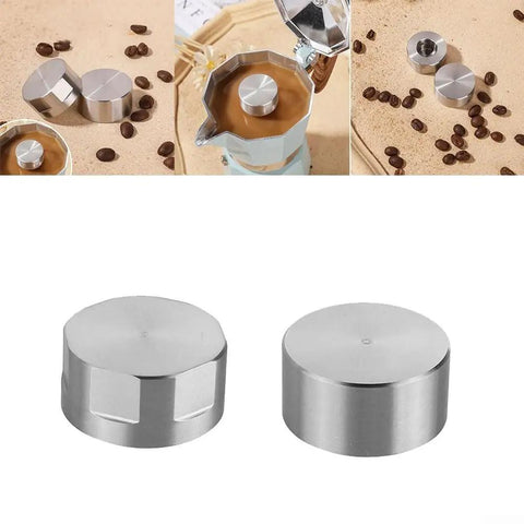 Moka Pot Guard Stainless Steel Spray Cap Anti Splash Shield for Moka Coffee Pot Easy to Clean Silver Hexagonal Design displayed