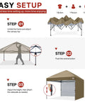 EASY SETUP steps for Boss Level 8X8 Pop Up Canopy Tent With Two Full Sidewalls For All Weather Shade Rock Solid Khaki Frame.