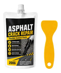 Heavy Duty Concrete Crack Sealant Fast Drying Waterproof Filler For Outdoor Patios Driveways And Foundation Repair No Mess Application 200 Gram Kit next to application tool.