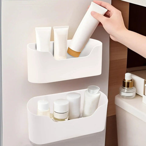 4 Pack Kitchen Cabinet Door Organizer Set With Adhesive Mounts Inside Cabinet Doors No Drill Hanging Storage Baskets In White