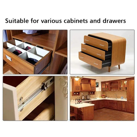 9 Inch Ball Bearing Full Extension Drawer Slides 3 Section Track Runners For Cabinets And Home Furniture Durable Mounting Runners