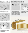 Installation guide for Rechargeable Picture Light For Wall With Remote Control 2000mAh Battery Type C Fast Charging with dimensions