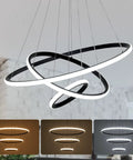 Cool Black LED Chandelier With 3 Color Temps 3000K 4000K 6000K, 60W Hanging Light Fixture for modern spaces