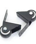 Two Pack Universal Right Angle Fixed Casters 1.5 Inch Wheels Black for Luggage Trolleys Bags and Speaker Carts Durable Plastic and Metal Construction with L Shaped Plate Includes Mounting Screws for Easy Quick Installation
