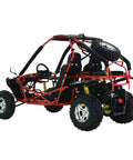 Red Off Road Go Kart With 8.3 kW 4 Stroke Air Cooled Engine, CVT Transmission, tube frame, dual seats, rugged build, rear view