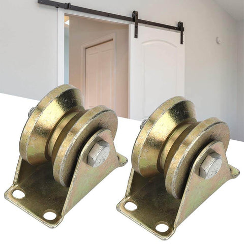 Heavy Duty V Type Sliding Gate Rollers Set, Steel Construction V Groove Wheel Track Rails for Industrial Machines and Sliding Doors