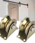 V Type Sliding Gate Roller Heavy Duty Steel V Groove Wheel For Sliding Door Track Rail With Smooth Quiet Operation, two-pack.