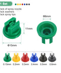 7 Pack Flat Fan Spray Tips With 110 Degree Coverage And 0.15mm To 0.6mm Orifice Plastic Sprayer Nozzle Set dimensions and colors