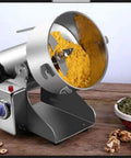 Electric Grain Mill Machine For Home And Small Biz, High Capacity Dry Milling Grinder, open top showing fine powder