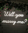 Will You Marry Me Neon Sign For Wedding And Party Decor With Dimmer Switch Warm White Led Neon Light Against Floral Background