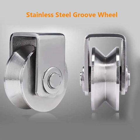 Two Inch Stainless Steel V Groove Gate Roller Wheel With Dual Ball Bearings For Effortless Sliding And Swing Gate Track Movement Heavy Duty Construction Built Tough To Roll Smooth Daily showcased from multiple angles.