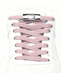 No Tie Elastic Shoelaces With Quick Adjustable Fit For Shoes Sneakers And Sports Footwear Easy On Secure Lacing For Fast Slips And All Day Comfort No Tie Convenience For Athletes And Everyday Wear, pink elastic laces on white sneaker