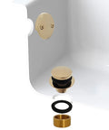 Top Tier Universal Bathtub Drain Plug Set Featuring Slick Polished Brass Finish Includes Two Piece Faceplate And Adapter For Quick No Drama Tub Fixes And Straight Shot 50 Pack Bulk Buys, showing drain plug and adapter.