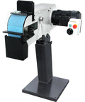 Pro Grade Industrial Belt Grinder Built Tough Shop Workhorse Featuring A Wide 6 X 79 Inch Belt And Dual Speed Control, side view showing motor and controls.