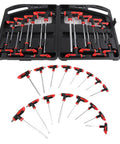 Top Notch 16 Piece Pro T Handle Hex Key Wrench Set With Ball Ends For Tight Spots Heavy Duty Chrome Vanadium Steel Tools Perfect For Auto Repair And Home Boss Jobs No More Stripping Screws. 16-piece T-handle hex key set in case