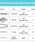 Heavy Duty Stainless Steel Shade Sail Hardware Kit For Awning Setup And Garden Sails With Adjustable Turnbuckles DIY chart