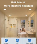Bathroom with 6 Pack 8 Inch Square LED Recessed Ceiling Light Dope 5CCT 2700K To 5000K Dimmable 18W 1440LM Ultra Thin