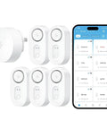 Smart Water Leak Detector With No Fuss Long Range 1804 Feet Wi Fi Sensor 5 pack with smartphone app interface