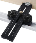 Rock Solid Aluminum Thin Rip Jig For Precision Woodworking Projects Built Tough To Deliver Zero Play Straight Cuts and Reliable Tight Tolerances close-up of measurement guide