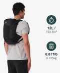 Man wearing Lightweight Hydration Backpack For Runners With 12L Capacity, Breathable Mesh Back Panel, Two 500ml Soft Flasks