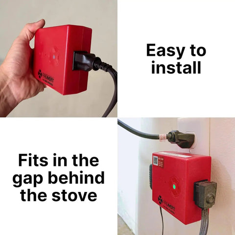 Heavy Duty Gas Stove Auto Shut Off Valve For Half Inch Lines That Require A Live Monitoring Sub And Quick Text Alerts To Keep Your Place Rock Solid, showing installation behind stove.