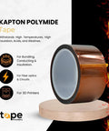 High Temperature Polyimide Tape One Quarter Inch By Thirty Six Yards 144 Count Pack For 3D Printers, PCBs displayed with features
