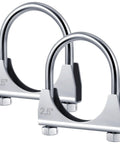 Two Pack 2.5 Inch Exhaust Clamps Beefy Heavy Duty U Bolt Saddle Design Muffler Connector Clip Galvanized Iron For 2.5 Inch OD Pipes