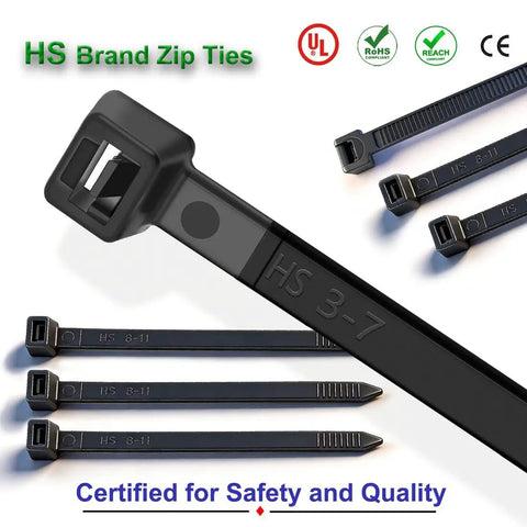 UV Protected Zip Ties 12 Inch 100 Pack Self Locking Nylon Cable Ties Black Heavy Duty For Indoor Outdoor Use Up To 70 Lbs Tensile Strength 4.8 Millimeter Wide 3.23 Inch Bundle Diameter
