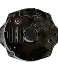 Back view of Beefy 100 Amp Chrome Alternator For GM Chevy 10Si 12V Self Exciting With 1 Or 3 Wire Delco Style replacement.