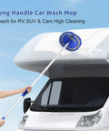 62 Inch Car Wash Brush Kit With Long Reach Handle used on RV roof, showing chenille microfiber mop mitt cleaning action