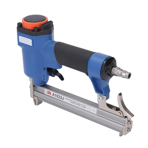 Knockout Quality Straight Shooter Lightweight Air Powered Brad Nailer built tough with quick release magazine for cabinet assembly.