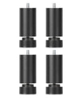 Four Piece Aluminum Furniture Support Legs 20cm Black Table Feet For Cabinets Beds Sofas And Tables With 10mm Thread Hole Built Tough Beefy Durable Anodized Finish, set of four viewed front side