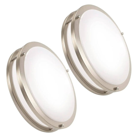 13 Inch LED Flush Mount Ceiling Light Fixture Dimmable Brushed Nickel Easy Install Flicker Free Low Profile Design Super Bright 36W 3600LM 5 CCT 2 Pack