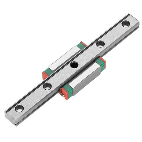 9mm Linear Rail Kit With Mini Bearing Steel Rail And Slide Block 95mm Length, mounted on flat surface, top view.