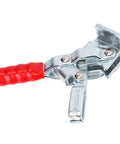 Heavy Duty Quick Release Toggle Clamp For Woodworking And Metalworking Hold Down Clamp shown with red handle and galvanized iron build